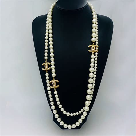 long chanel pearl necklace|chanel pearl necklace for sale.